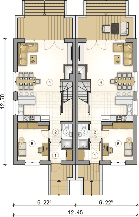 Rzut projektu S-GL 1590 Tandem III Prim - Parter