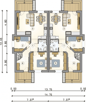 Rzut projektu S-GL 1551 Orio - Parter