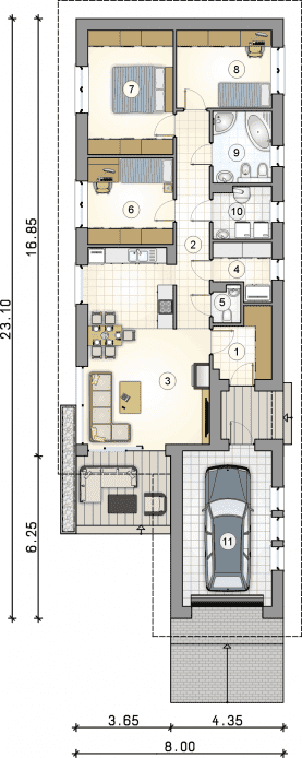 Rzut projektu S-GL 1612 Olimp III - Parter