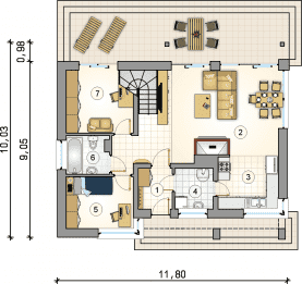 Rzut projektu S-GL 807 Ricardo VI - Parter