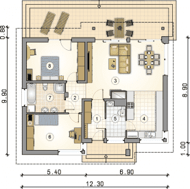 Rzut projektu S-GL 9991353 Roy V SZ - Parter