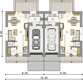 Rzut projektu S-GL 1201 Double House III - Parter