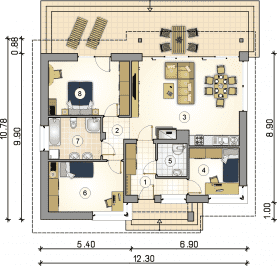 Rzut projektu S-GL 1161 Roy II - Parter