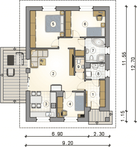 Rzut projektu S-GL 1449 Adam - Parter