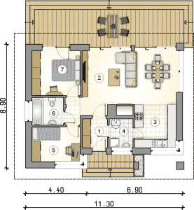 Rzut projektu S-GL 1467 Romano - Parter