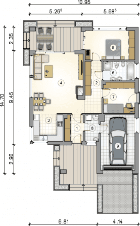 Rzut projektu S-GL 9990785 Pelikan III SZ - Parter