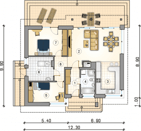 Rzut projektu S-GL 1053 Reflex II - Parter