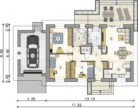 Rzut projektu S-GL 1321 Aurora Midi II - Parter