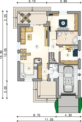 Rzut projektu S-GL 1064 Cyraneczka - Parter
