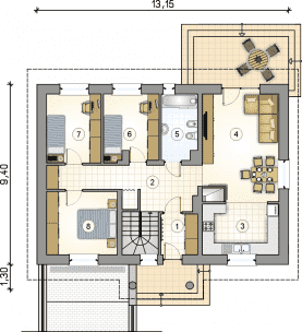 Rzut projektu S-GL 995 Kaja - Parter