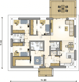 Rzut projektu S-GL 1244 Minorka - Parter
