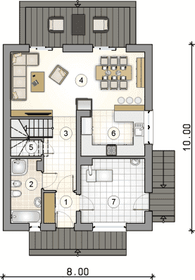 Rzut projektu S-GL 1493 Silesia II - Parter