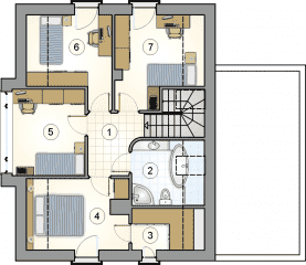 Rzut projektu S-GL 687 Wega II - Poddasze