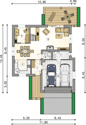 Rzut projektu S-GL 797 Fado - Parter