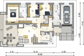Rzut projektu S-GL 1196 Kos III - Parter