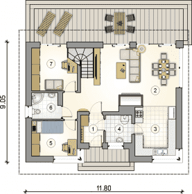 Rzut projektu S-GL 1282 Roland III - Parter