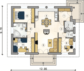 Rzut projektu S-GL 61 Ametyst - Parter