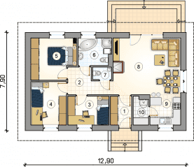 Rzut projektu S-GL 973 Aurora Mini - Parter