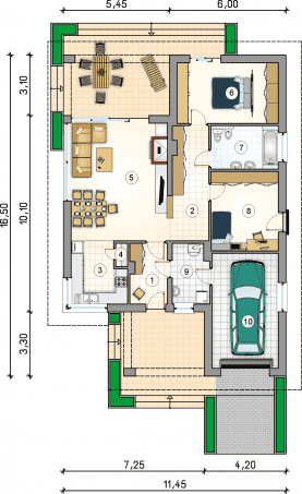 Rzut projektu S-GL 879 Pelikan VIII - Parter