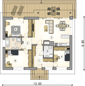 Rzut projektu S-GL 1228 Roy III - Parter