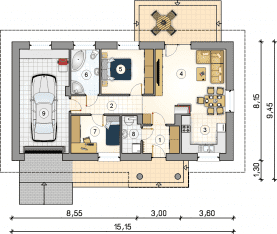 Rzut projektu S-GL 967 Zorba III - Parter