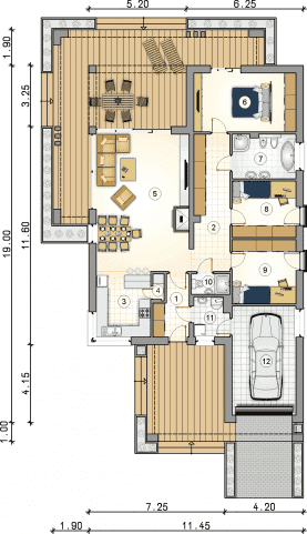 Rzut projektu S-GL 1151 Sardynia VIII - Parter