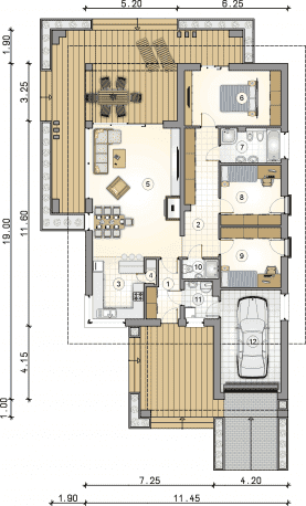 Rzut projektu S-GL 1308 Sardynia IV Bis - Parter