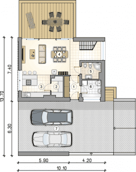 Rzut projektu S-GL 1223 Vertikal - Parter