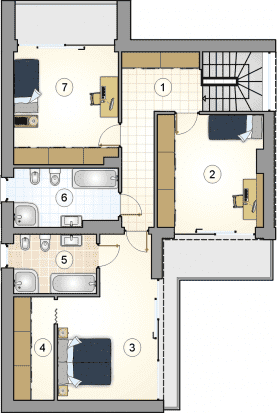 Rzut projektu S-GL 1223 Vertikal - Piętro