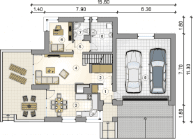 Rzut projektu S-GL 1241 Jupiter VI Bis - Parter