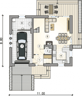 Rzut projektu S-GL 1447 Compact House IV - Parter