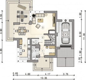 Rzut projektu S-GL 1301 Anna II - Parter