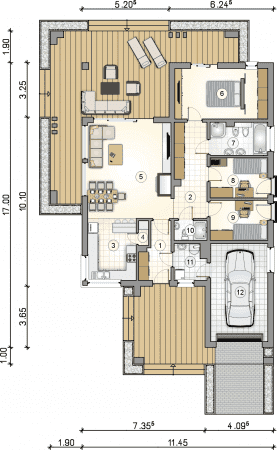 Rzut projektu S-GL 9991044 Sardynia II Sz - Parter
