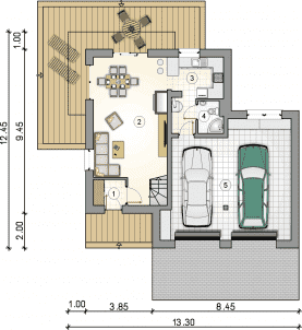 Rzut projektu S-GL 1247 Paros - Parter