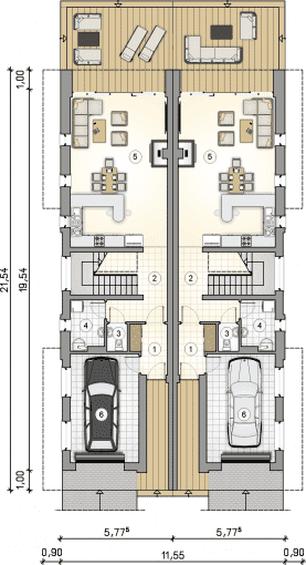 Rzut projektu S-GL 1224 Modern Twin - Parter