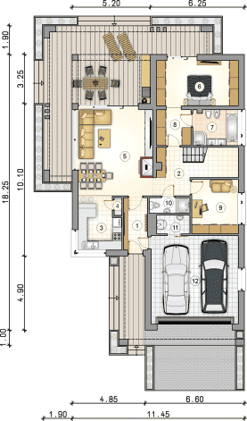 Rzut projektu S-GL 1136 Kalabria - Parter