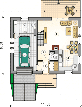 Rzut projektu S-GL 728 Compact House - Parter