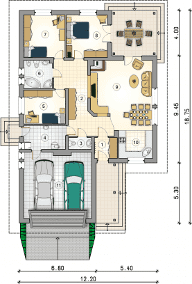 Rzut projektu S-GL 439 Ostoja Plus - Parter