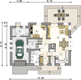 Rzut projektu S-GL 571 Mały Michał Bis - Parter