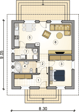 Rzut projektu S-GL 9990991 Filemon II Sz - Parter