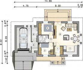 Rzut projektu S-GL 184 Zorba - Parter