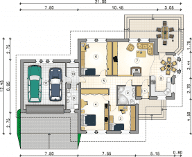 Rzut projektu S-GL 259 Tęcza - Parter