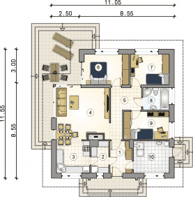 Rzut projektu S-GL 1055 Amber VIII - Parter