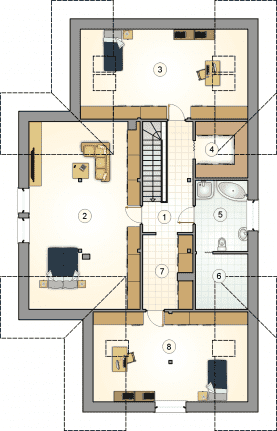 Rzut projektu S-GL 1034 Oxford IV - Poddasze