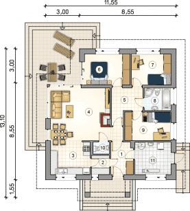 Rzut projektu S-GL 988 Parma - Parter