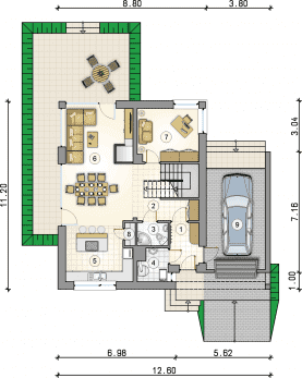 Rzut projektu S-GL 692 Domus II - Parter