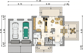 Rzut projektu S-GL 726 Aida II - Parter