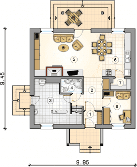 Rzut projektu S-GL 384 Gajowa Chata - Parter