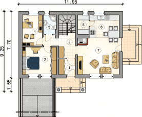 Rzut projektu S-GL 589 Jutrzenka II - Parter