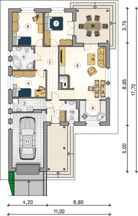 Rzut projektu S-GL 862 Tip Top II - Parter